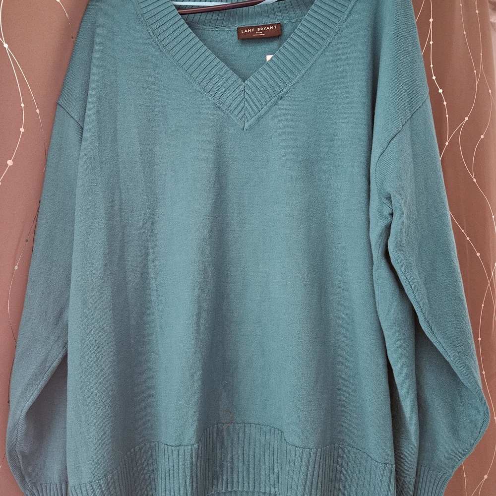 Lane Bryant Deep Teal V-Neck Sweater
